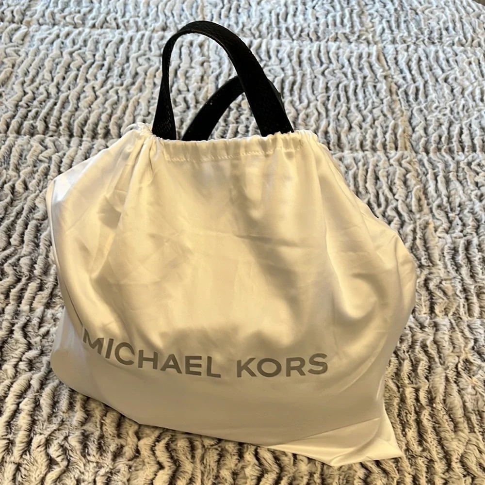 Michael Kors Fulton Black Snake skin Genuine Leather Tote Bag with Gold …